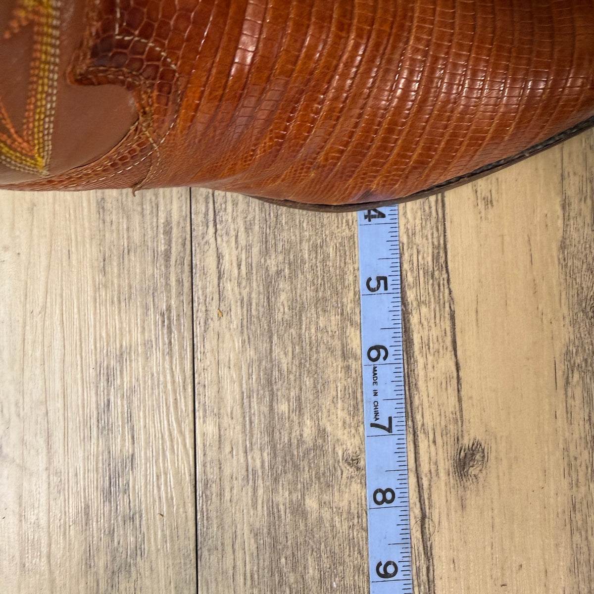 Justin Men - Size 7.5E - Vintage Cognac Lizard Western Cowboy Boots Style 8303