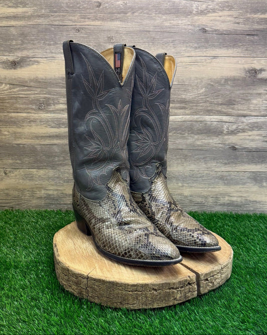 Acme Men - Size 12D - Vintage Gray Snake Cowboy Boots Style 0897