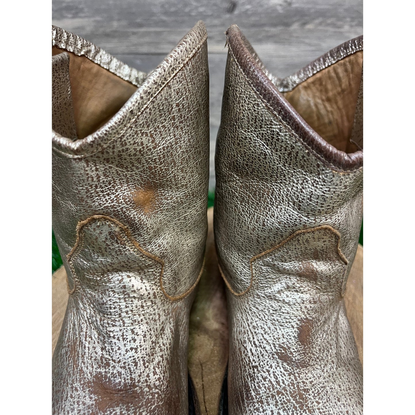 ASH Women - Size 5.5 - Distressed Gold Ankle Boots Style 12461