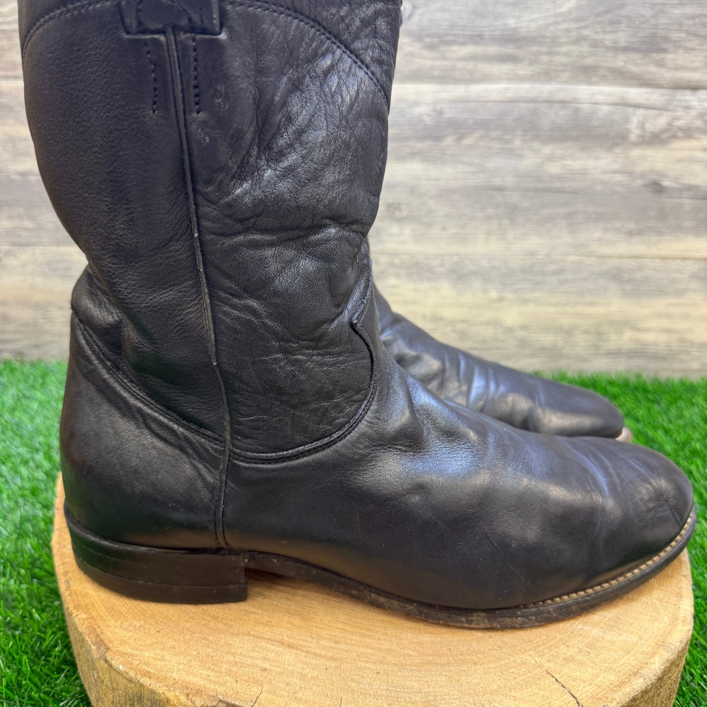 Justin Men - Size 10EE - Black Roper Cowboy Boots Style 3620