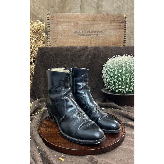 Unknown Men - Size 8.5D - Vintage Black Zipper Cowboy Boots Style 87626