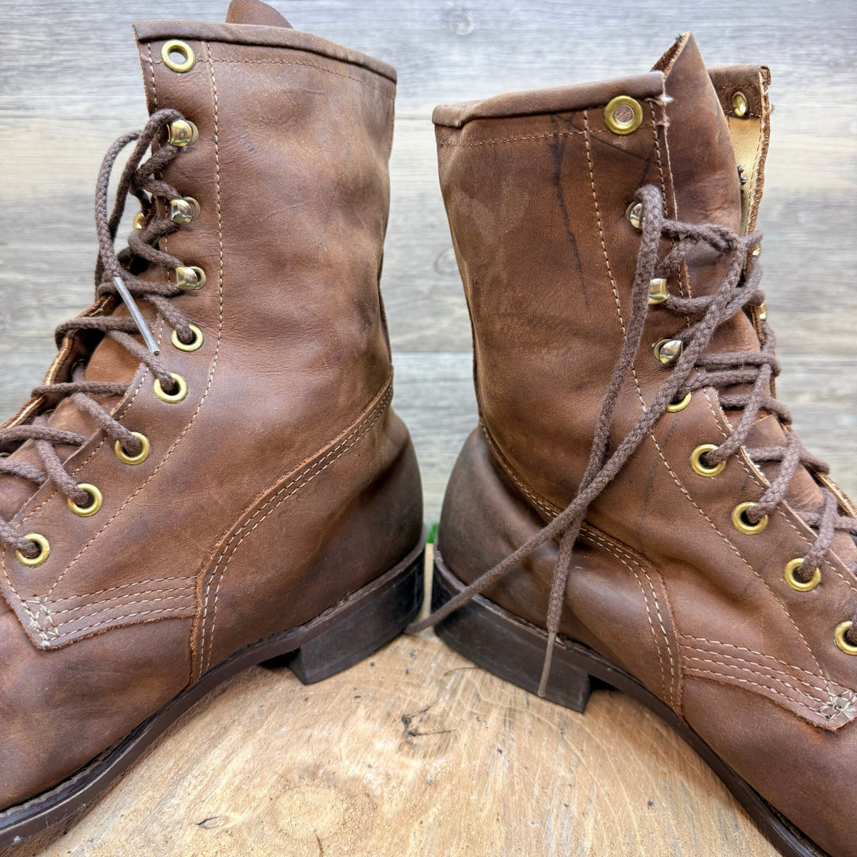 American West Men - Size 9.5EW - Brown Lace Up Boots 6992