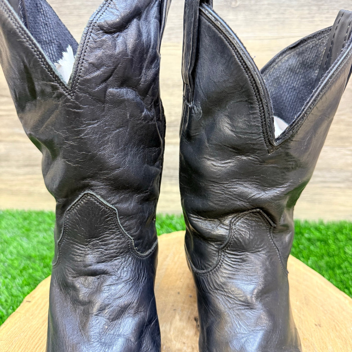 Unknown Youth - Size 3 - Vintage Black Leather Cowboy Boots