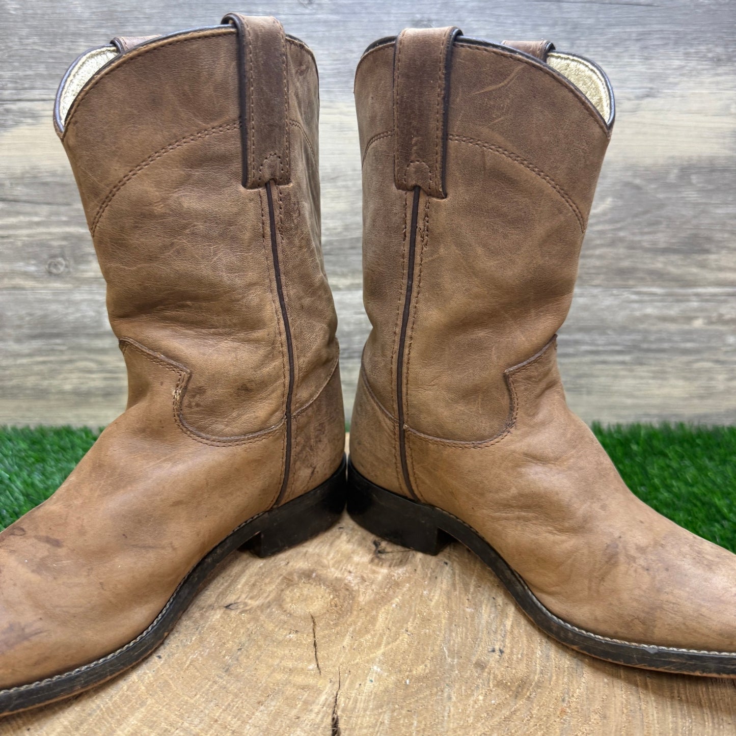 Justin Youth - Size 1D - Brown Western Cowboy Boots Style 3410Y