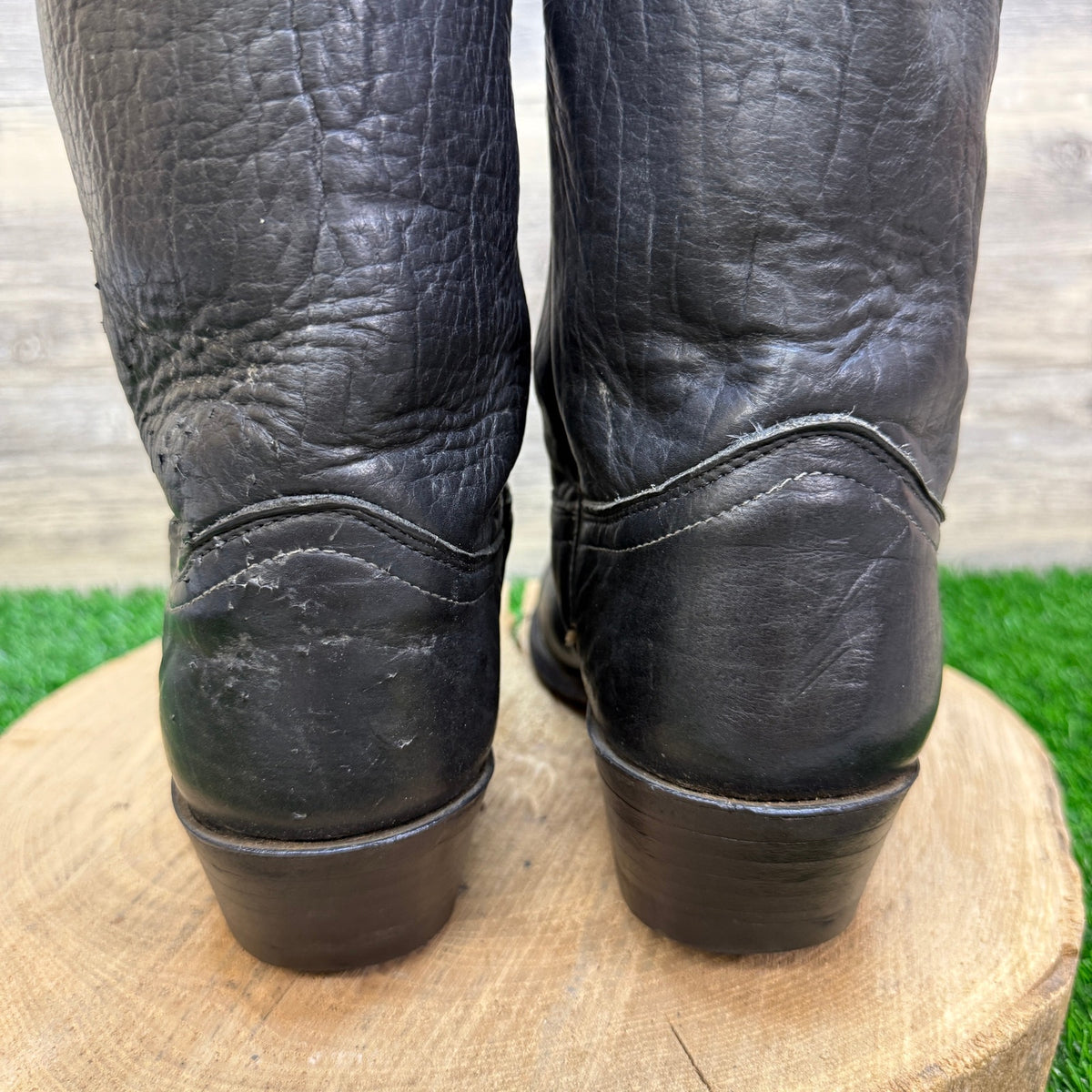 Justin Men - Size 8.5D - Vintage Black Bull Shoulder Western Cowboy Boots V5460