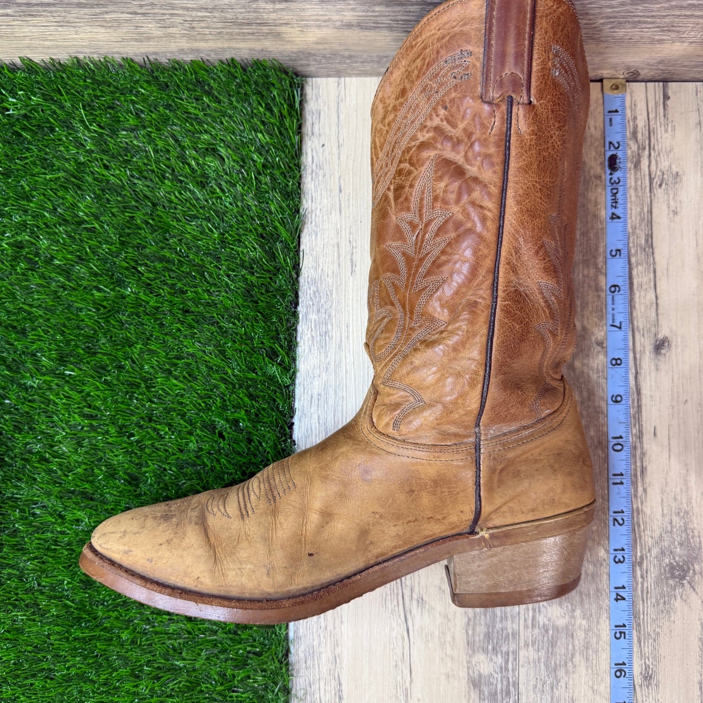 Abilene Men - Size 11D - Vintage Tan Suede Western Cowboy Boots Style 6552