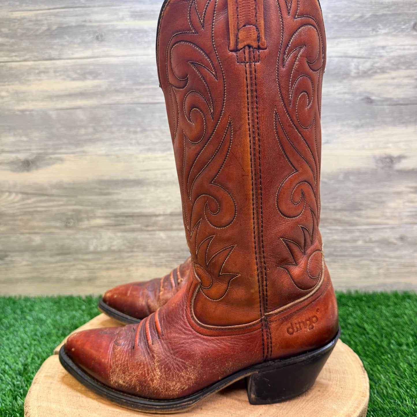 Dingo Men - Size 7.5D - Women 8.5 - Vintahe Copper Flame Cowboy Boots 7779