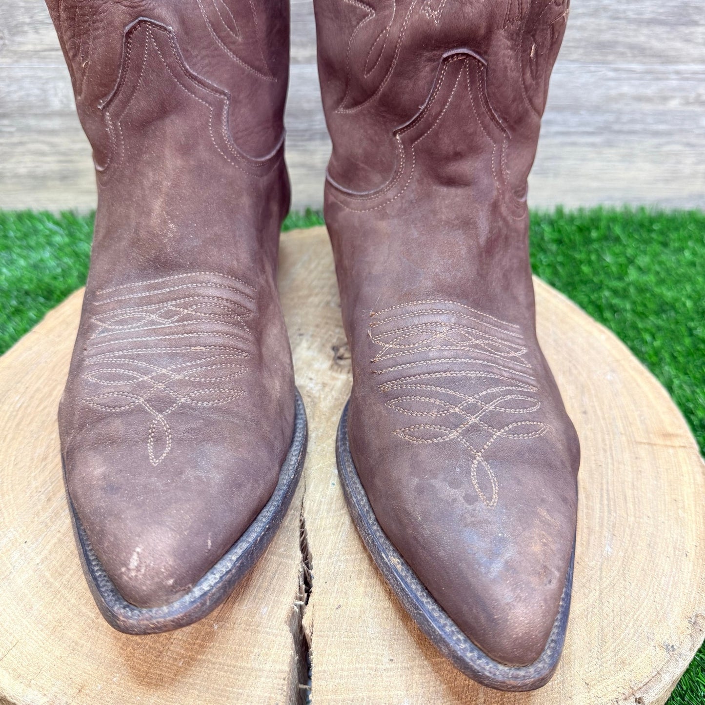 Rudel Men - Size 12.5EE - Dark Brown Suede Pointed Cowboy Boots