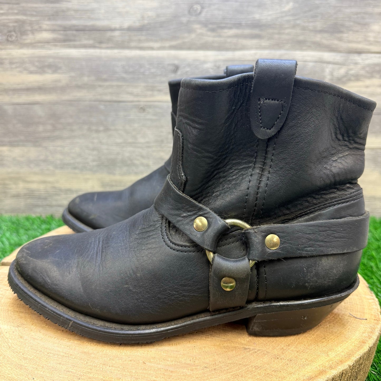 Double H Men - Size 7 - Black Harness Ankle Boots