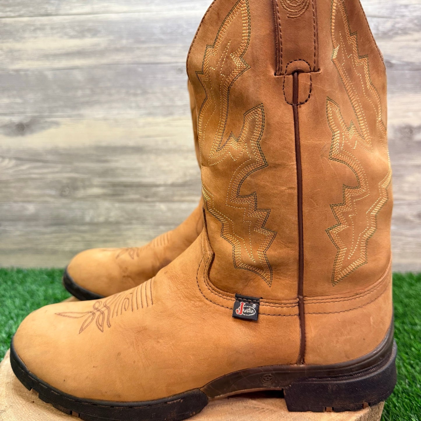 Justin Men - Size 10D - Tan George Strait Western Cowboy Boots 9013