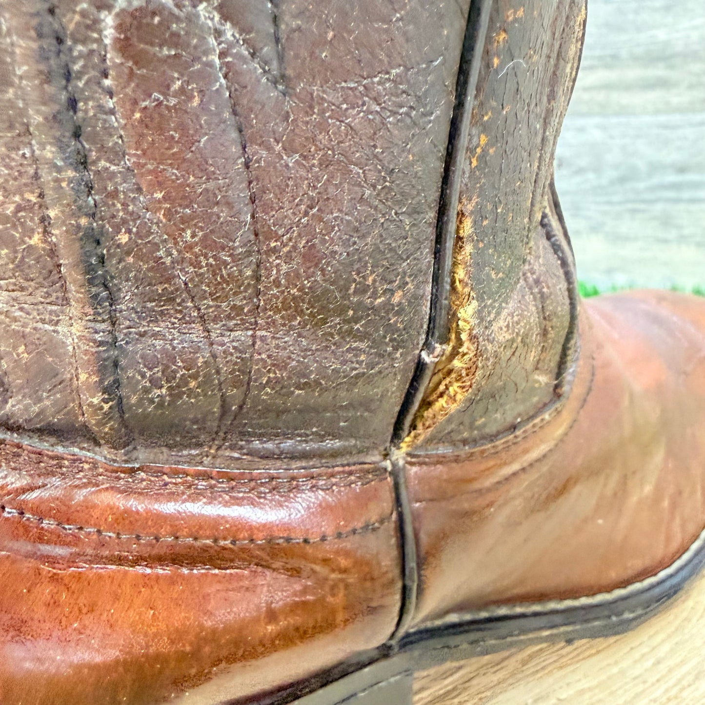 Acme Men - Size 8EW - Vintage Marbled Brown Western Cowboy Boots 8304