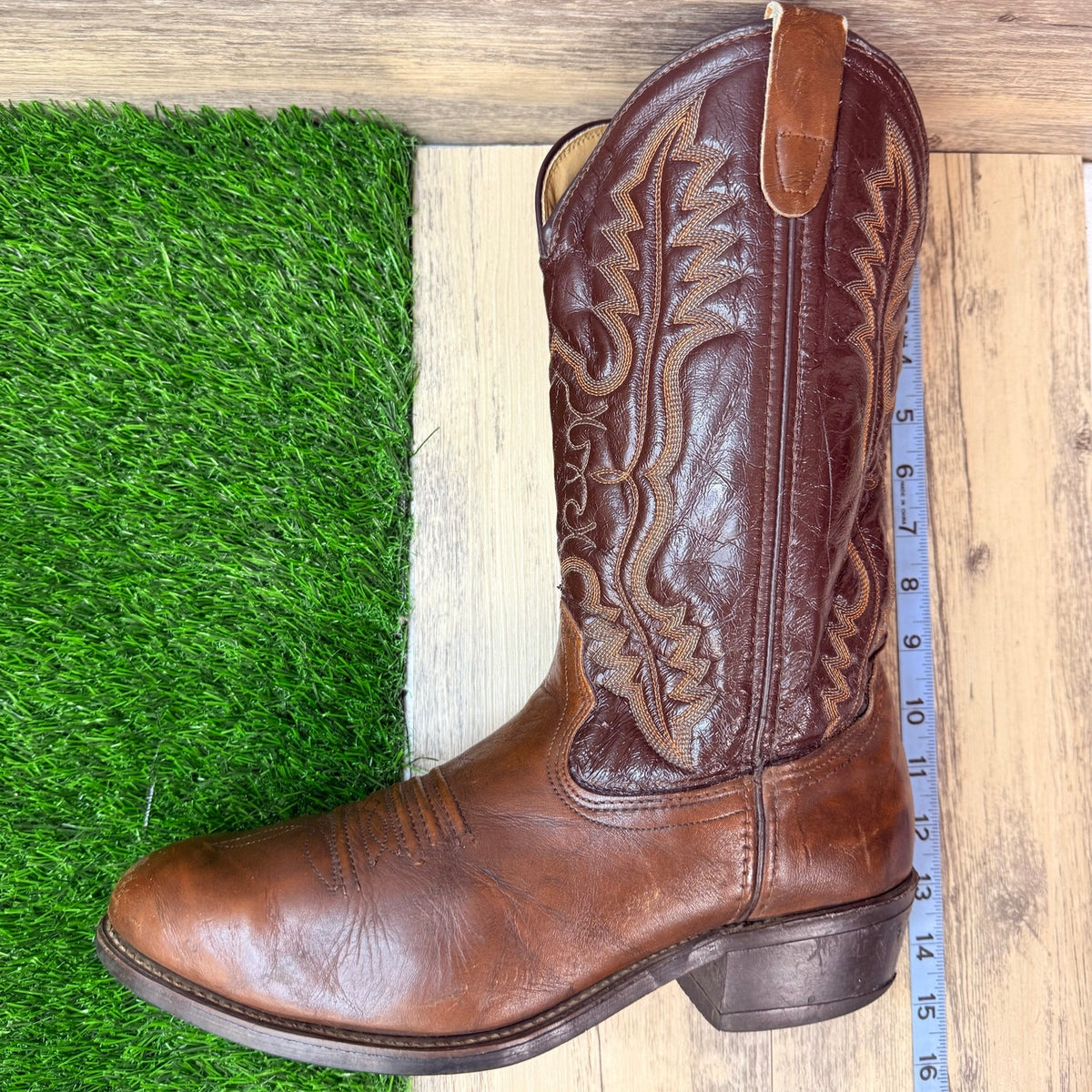 Iron Age Men - Size 10 - Vintage Brown Steel Toe Cowboy Boots K7395320