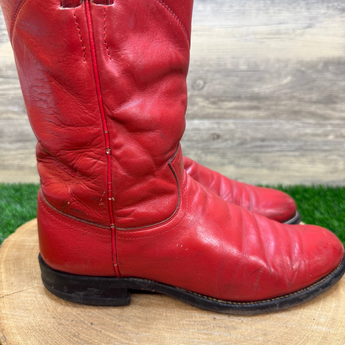 Justin Women - Size 7B - Vintage Red Roper Western Cowboy Boots Style L3055