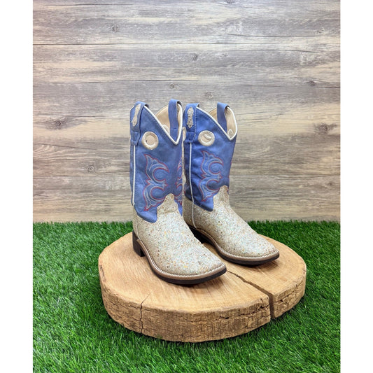 Old West Youth - Size 13D - Blue Glitter Square Toe Cowboy Boots VB9182d