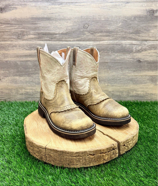 Ariat Youth - Size 5 - Tan/Cream Round Toe Cowboy Boots 10001995