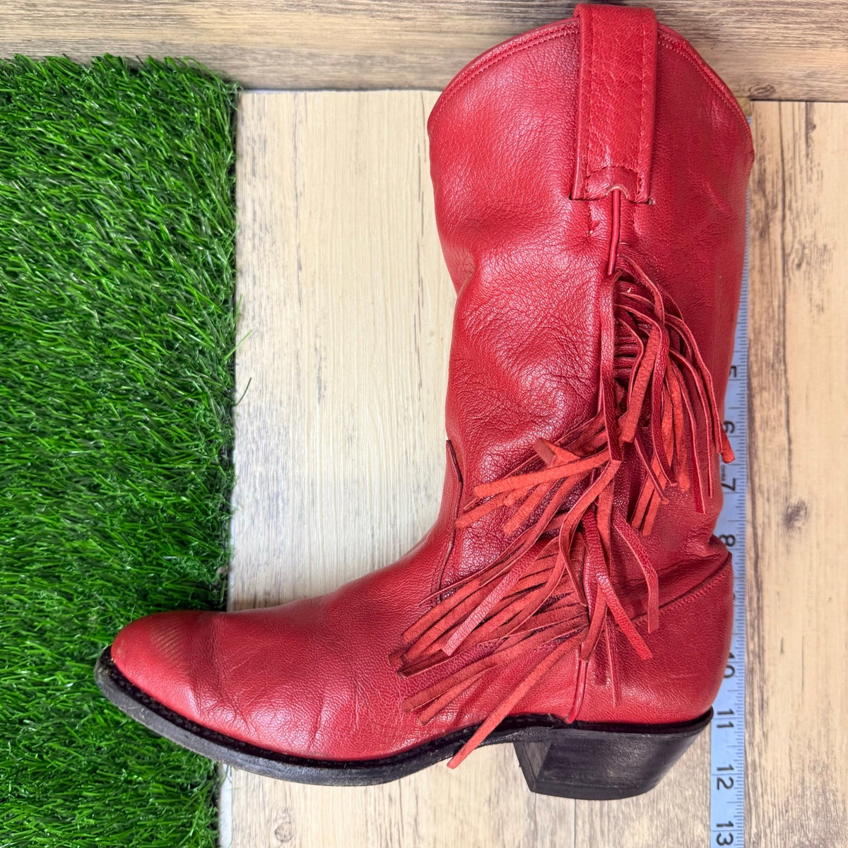 Evenin’ Star Youth - Size 2.5 - Vintage Red Fringe Western Cowboy Boots