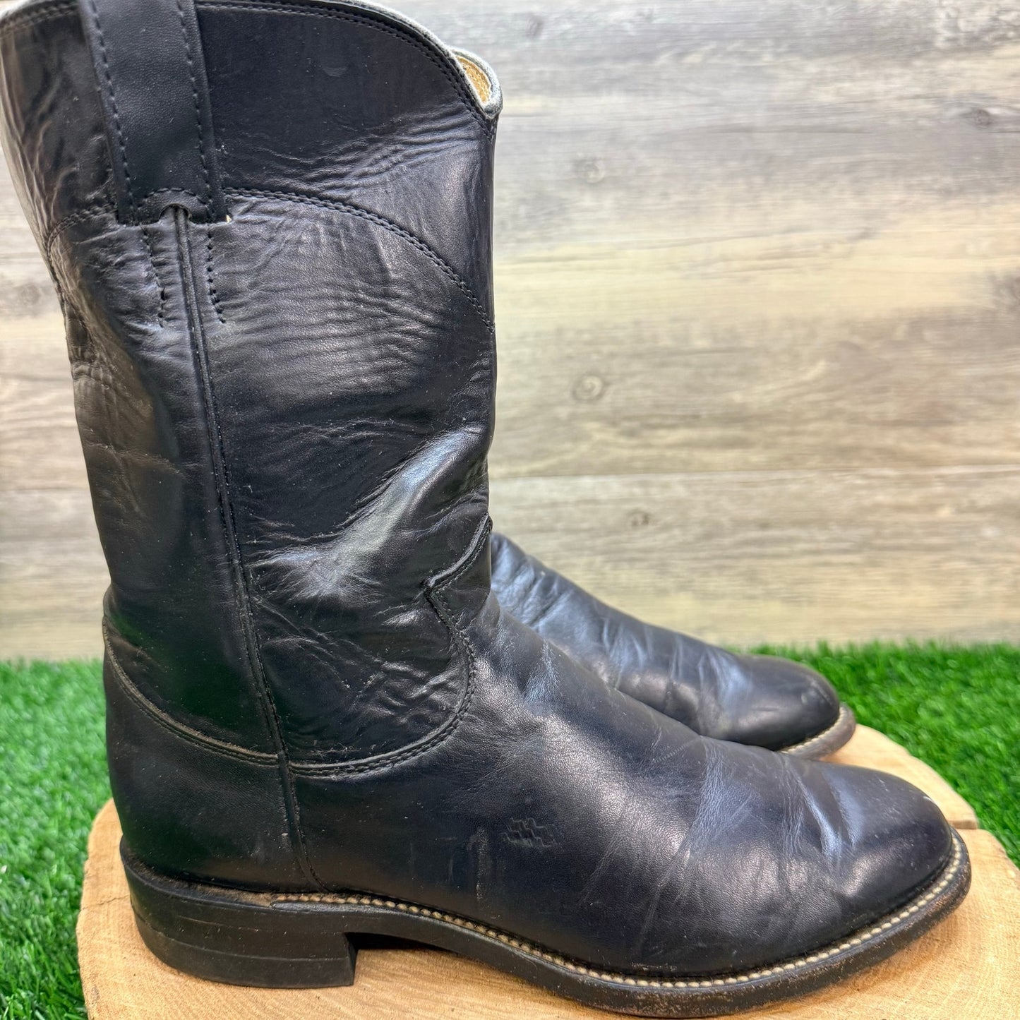 Justin Men - Size 7.5D - Black Roper Cowboy Boots 3133