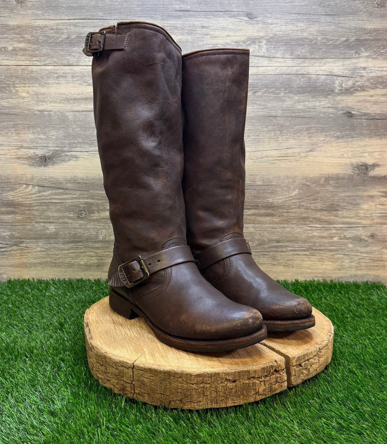 Frye Women Size 9B - Chocolate Brown Veronic Harness Moto Boots Style 77609