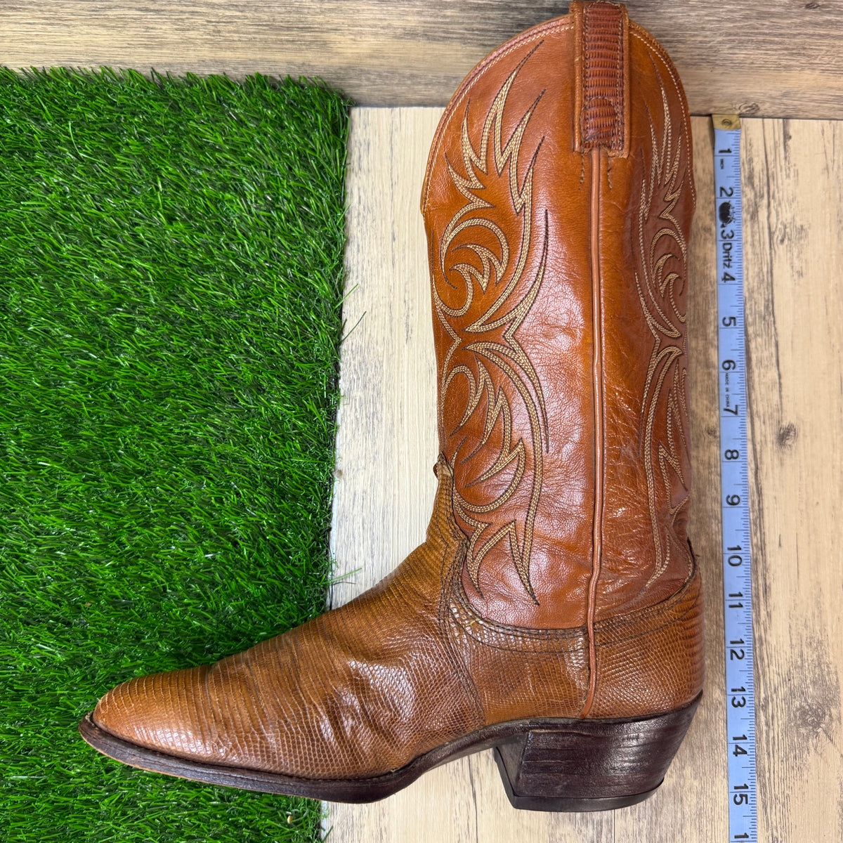 Dan Post Men - Size 9D - Vintage Golden Sand Lizard Western Cowboy Boots 77134