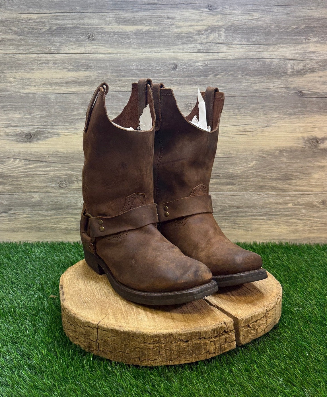Dingo Men - Size 9EW Brown Gaucho Harness Square Toe Moto Boots DI19074