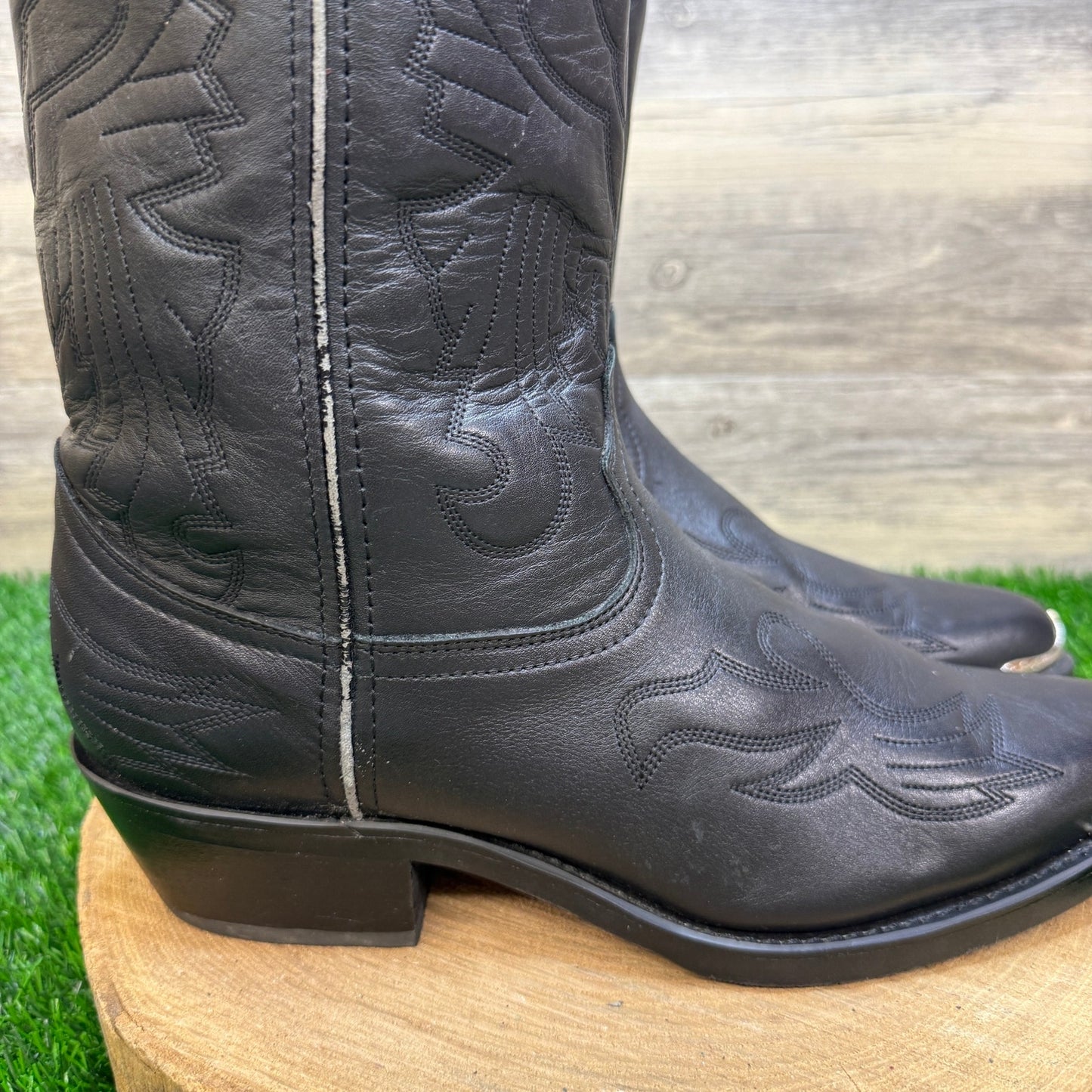 Durango Men - Size 10.5D - Black Toe Plate Western Cowboy Boots Style TR750