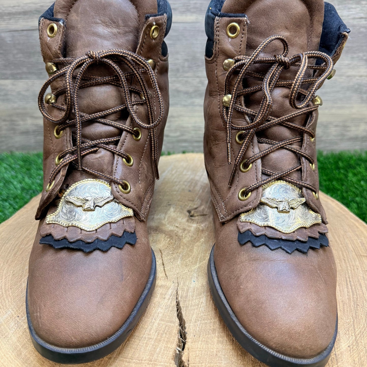 Laredo Women - Size 7M - Brown Lace Up Eagle Peformair Boots 74300