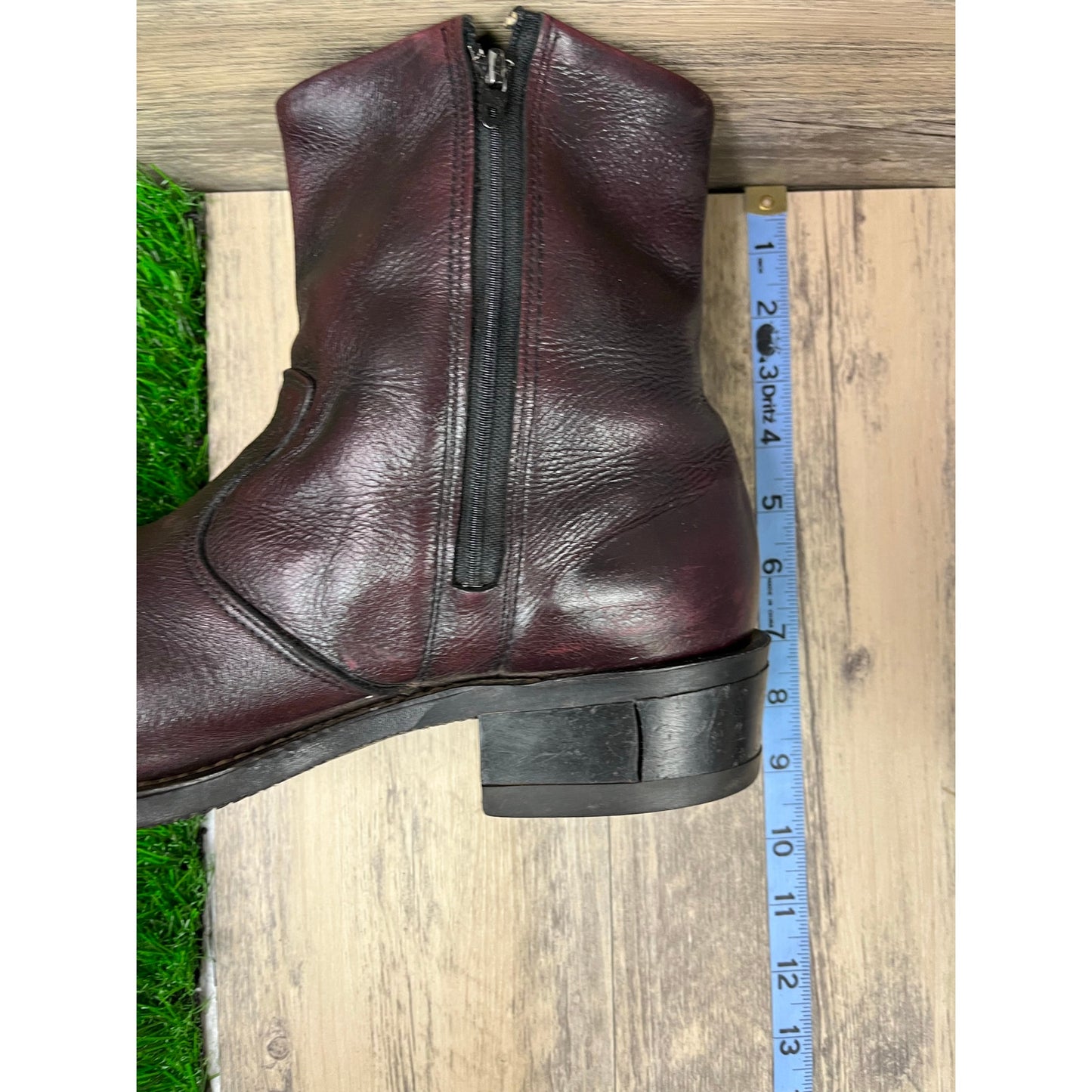 Unknown Men - Size 11.5 - Burgundy Ankle Zipper Steel Toe Boots