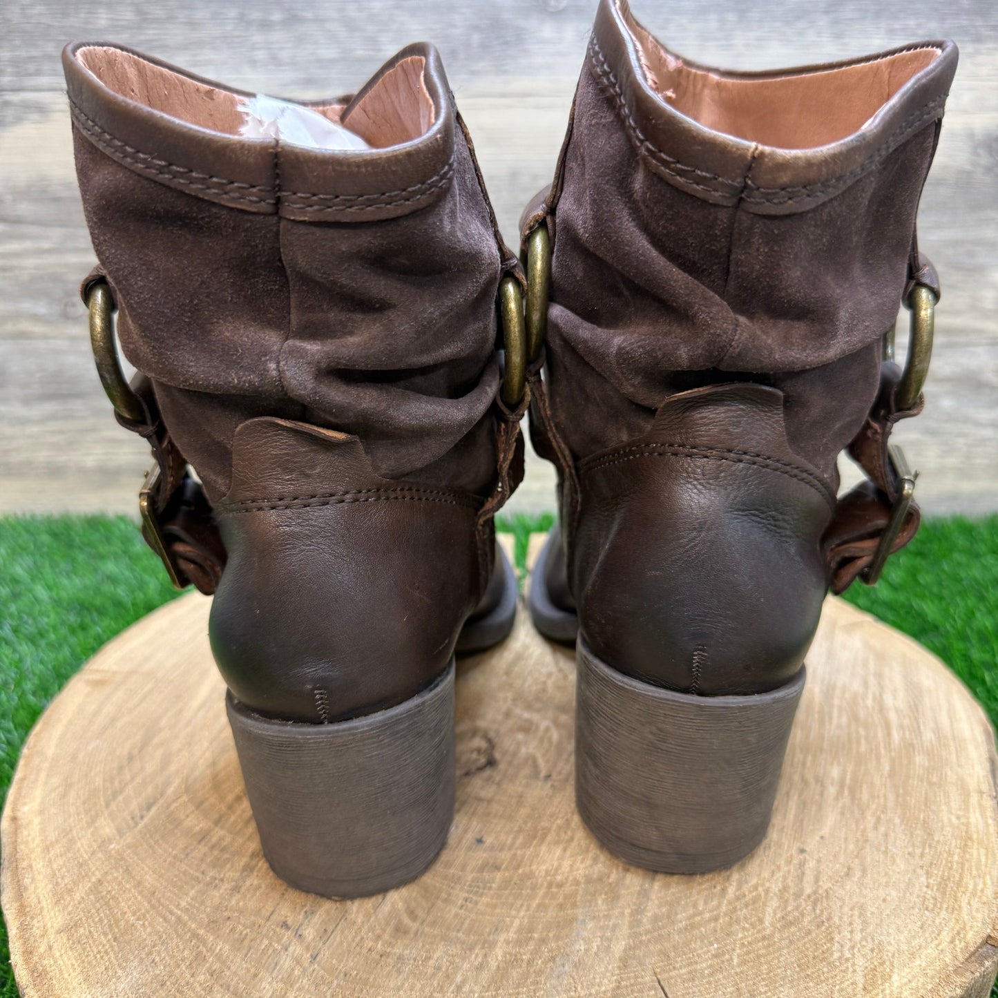 Lucky Brand Women - Size 9M - Dark Brown Suede Harness Ankle Boots