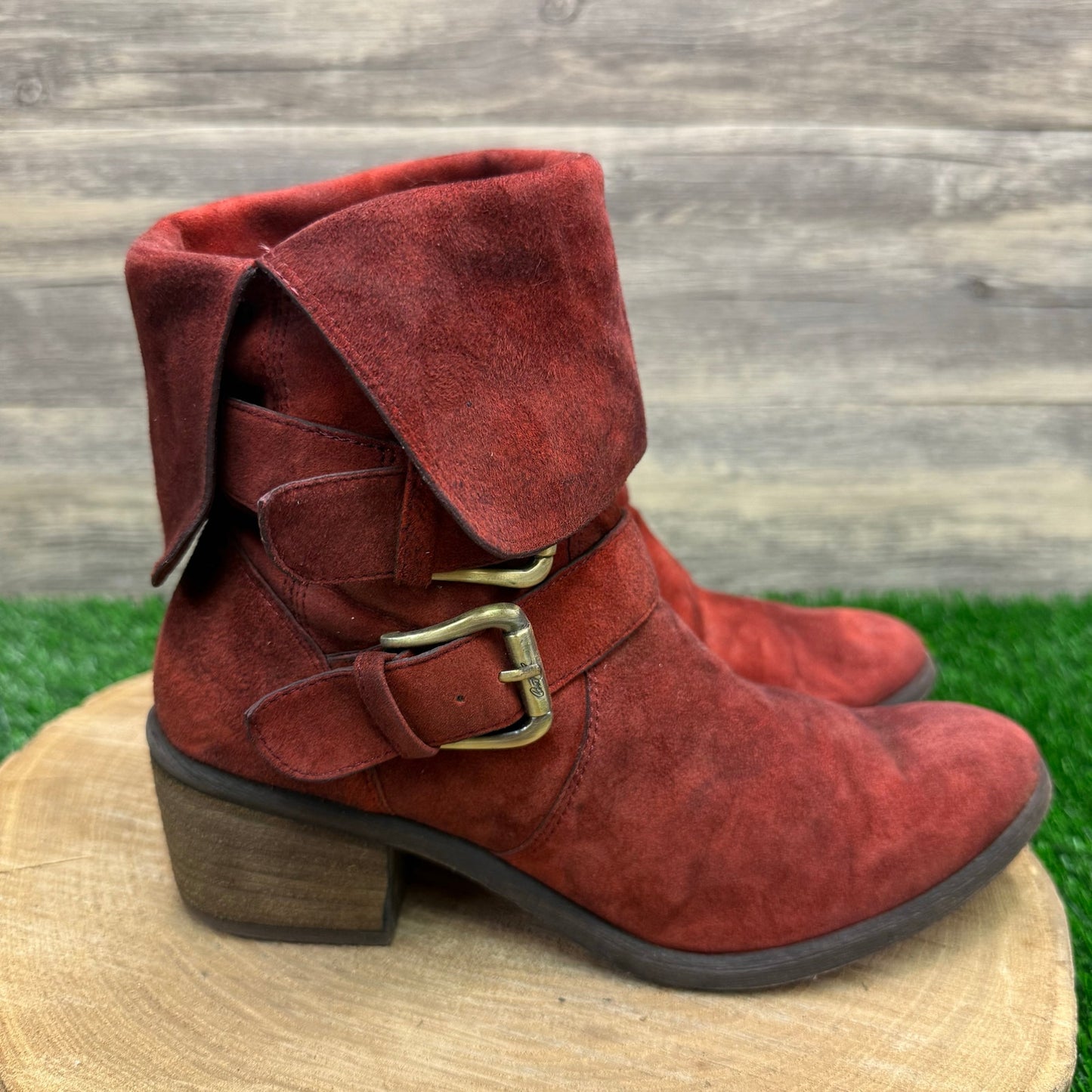 Donald J. Pliner Women - Size 7M - Red Suede Harness Boots Style Danee
