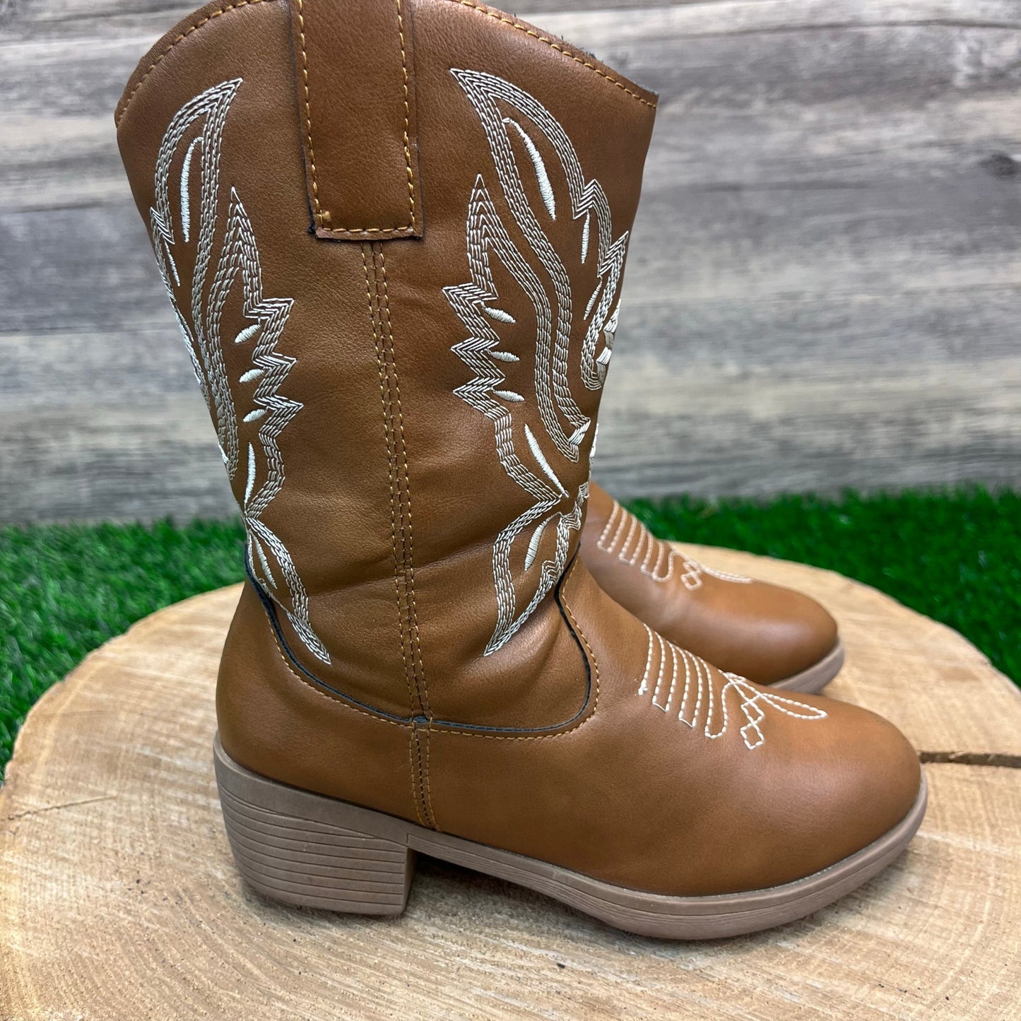 Unknown Youth - Size 11 - Tan Zipper Faux Leather Boots