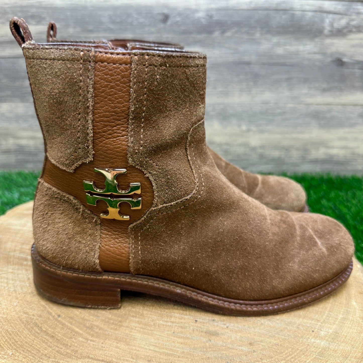 Tory Burch Women - Size 6M - Brown Alaina Suede Ankle Zipper Boots 31128313