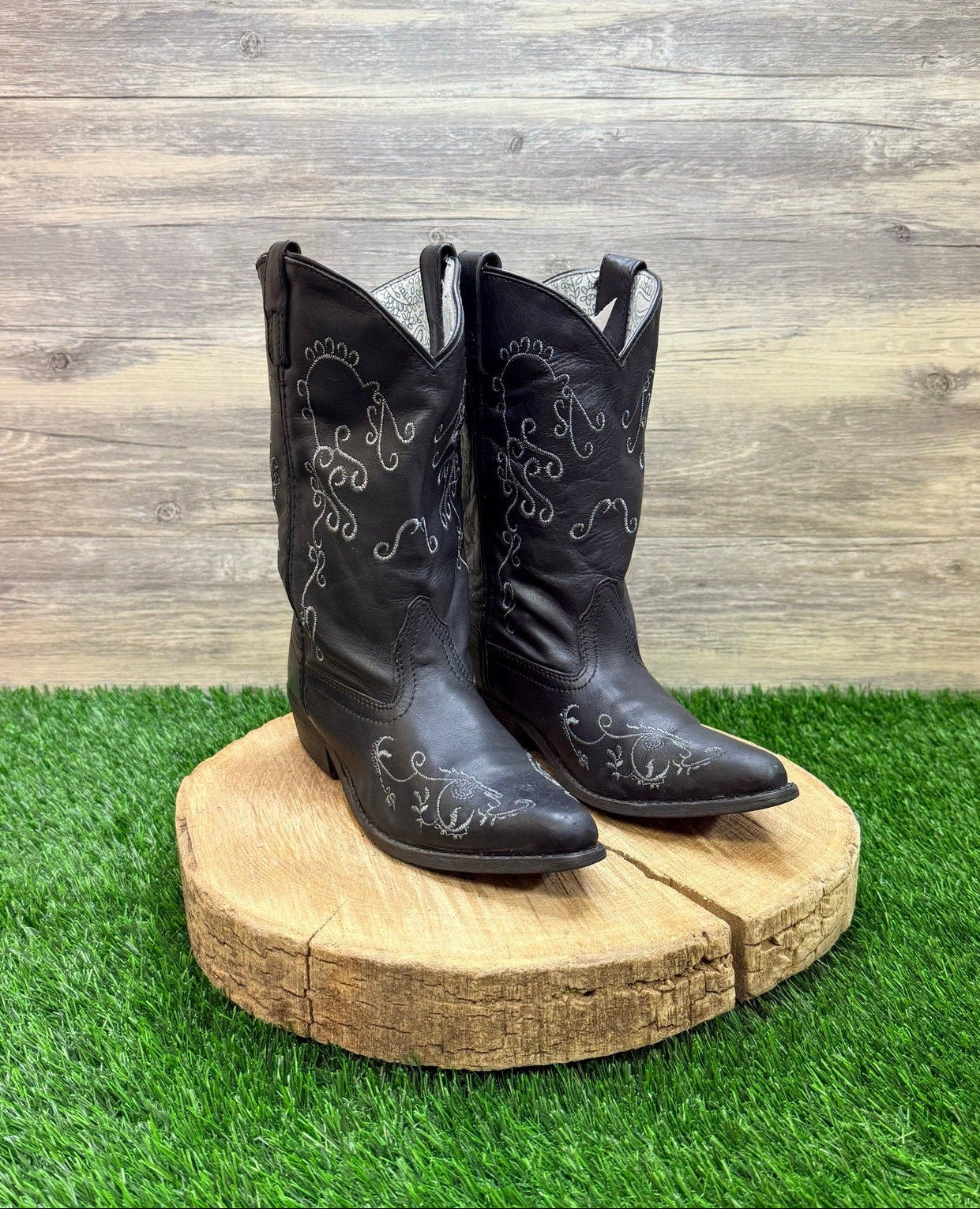 Smoky Mountain Youth - Size 4R - Black Soft Leather Snip Toe Cowboy Boots 3864Y