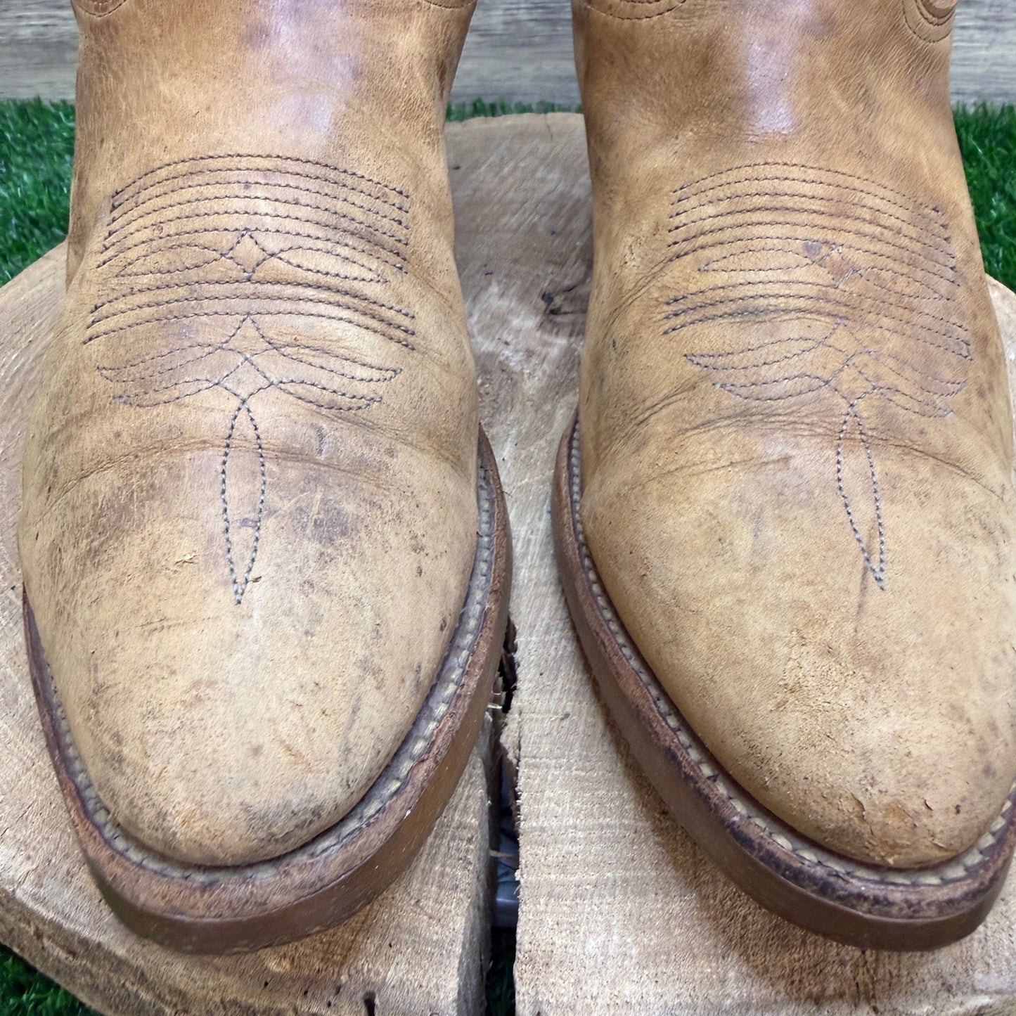 Abilene Men - Size 11D - Vintage Tan Suede Western Cowboy Boots Style 6552