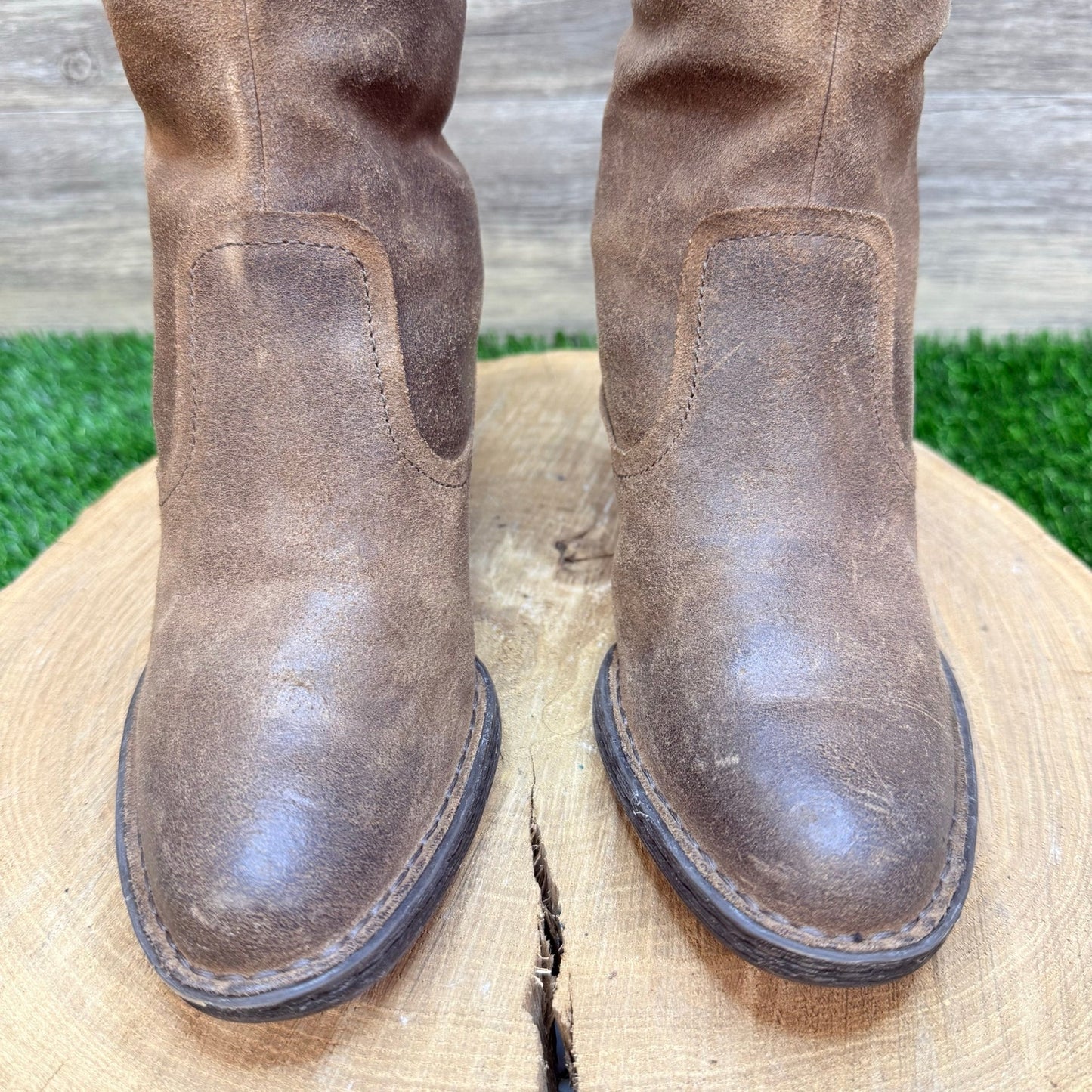 Born Women - Size 5 - Brown Tall Zipper Boots D17906