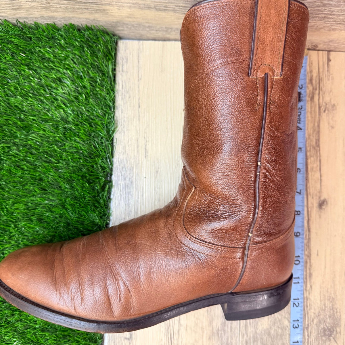 Justin Men - Size 10D - Vintage Burnt Sienna Roper Western Cowboy Boots 3714