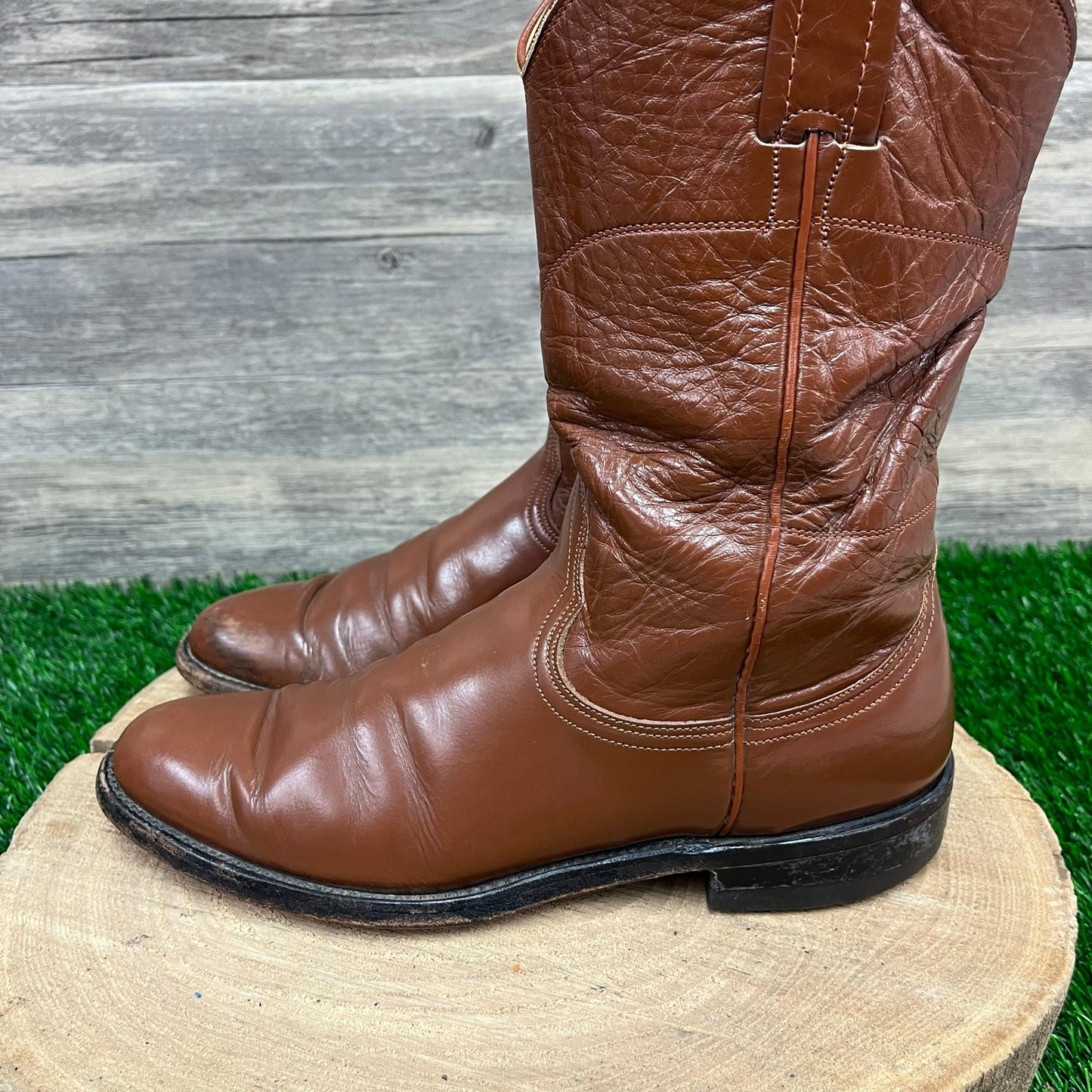 Nocona Women - Size 6.5B - Vintage Cognac Roper Cowboy Boots Style 181