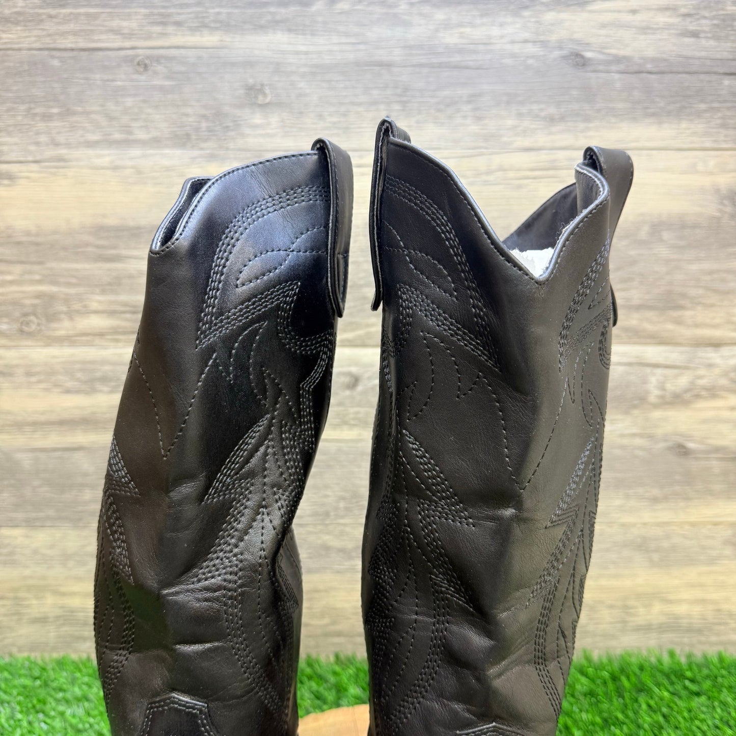 Madden Girl Women - Size 8.5M - Black Faux Leather Cowboy Boots Redford