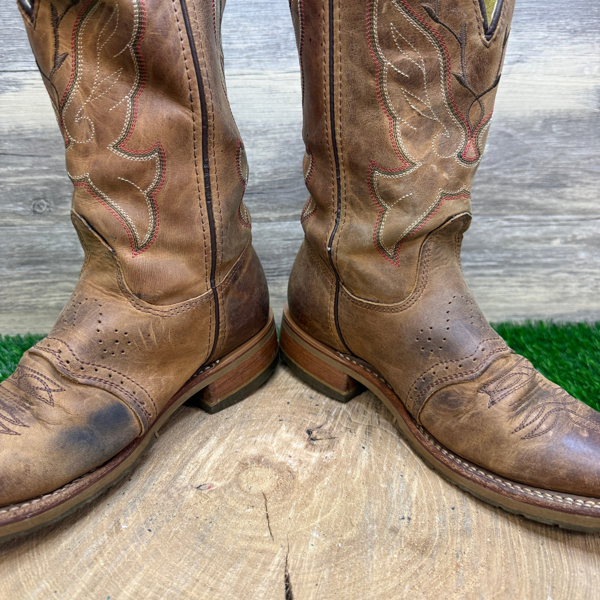 Double H Women - Size 6.5M - Brown Square Toe Western Cowboy Boots Style DH5314