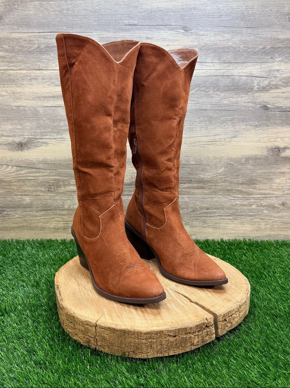 Just Fab Women - Size 7.5 - Tan Faux Suede Tall Boots Raine