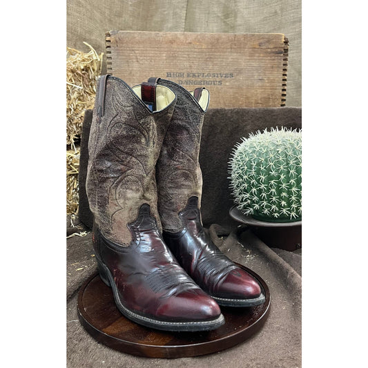 Dingo Men - Size 10.5D - Vintage Burgundy Faux Leather Cowboy Boots Style 5959