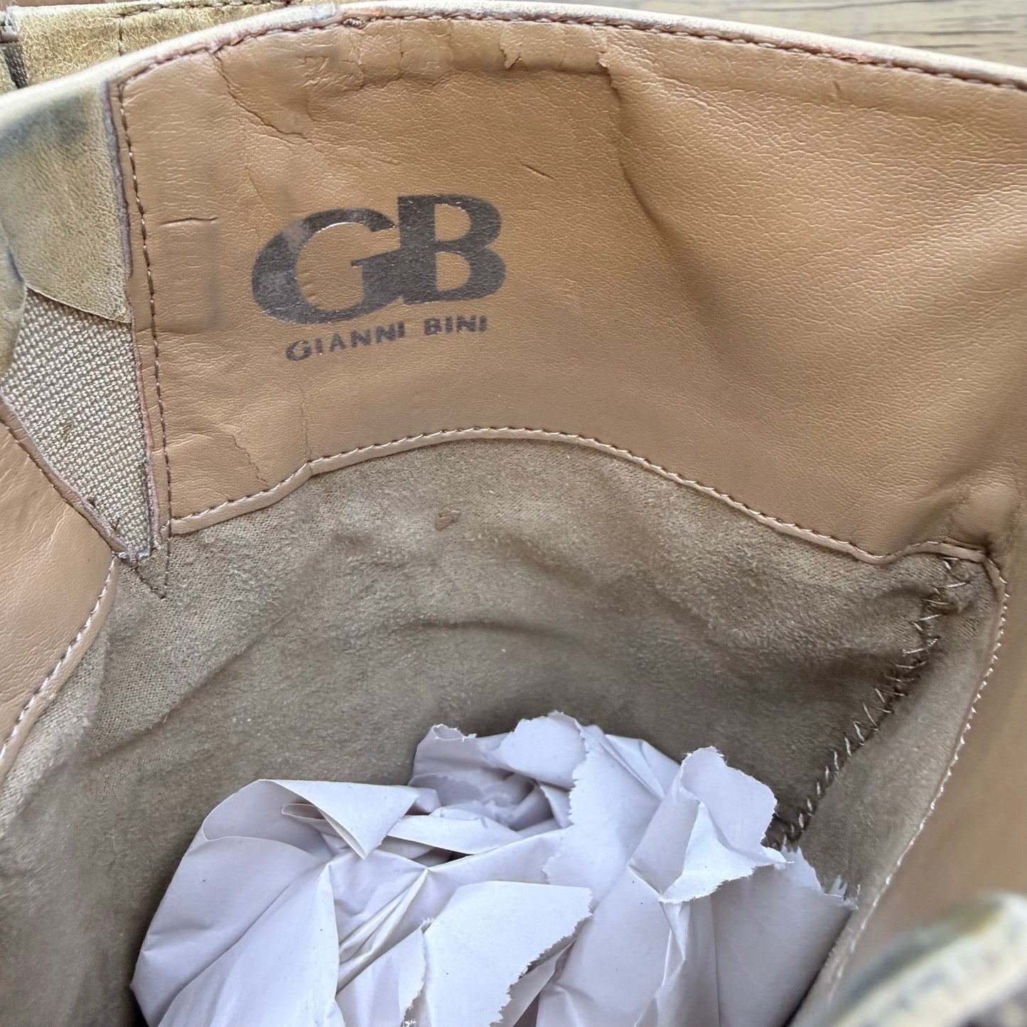 Gianni Bini Women - Size 9M - Sand Harness Buckle Zipper Moto Boots