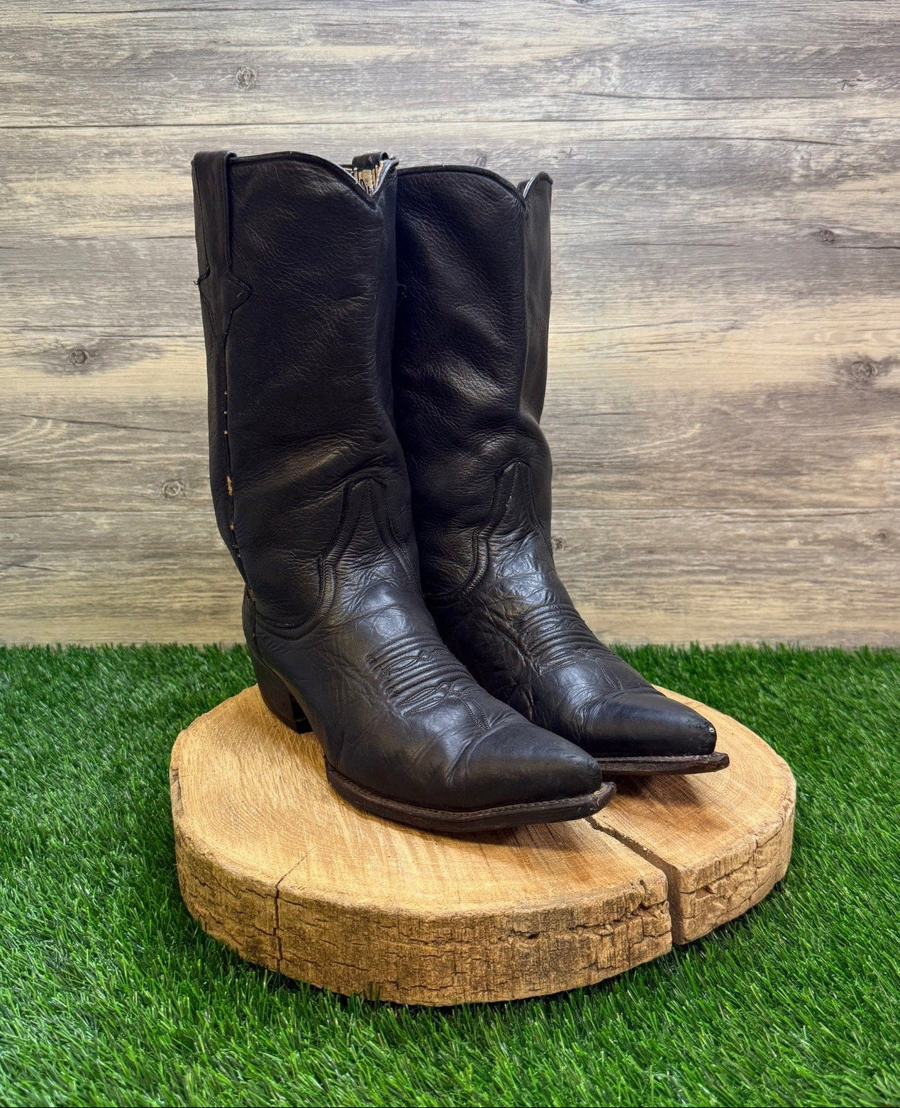 Zodiac Men - Size 9 - Vintage Black Snip Toe Western Cowboy Boots Style E221