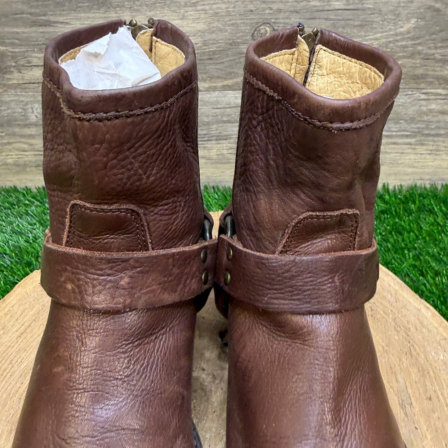 Frye Women - Size 7.5B - Chocolate Phillip Harness Ankle Boots 76870