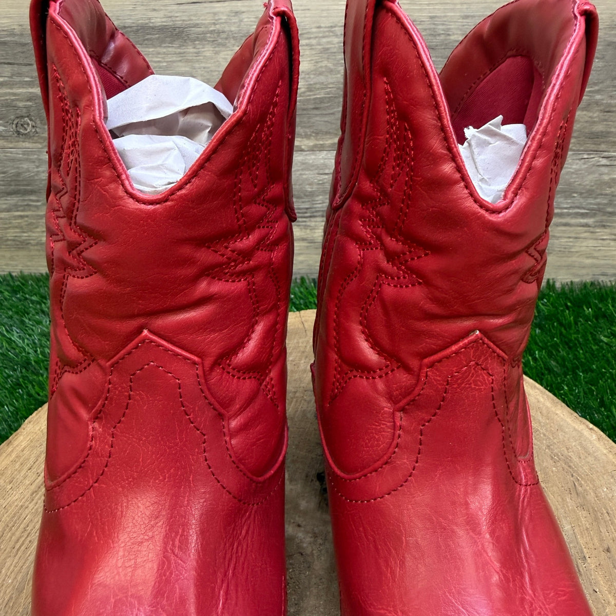 Soda Women - Size 7.5 - Red Faux Leather Ankle Boots