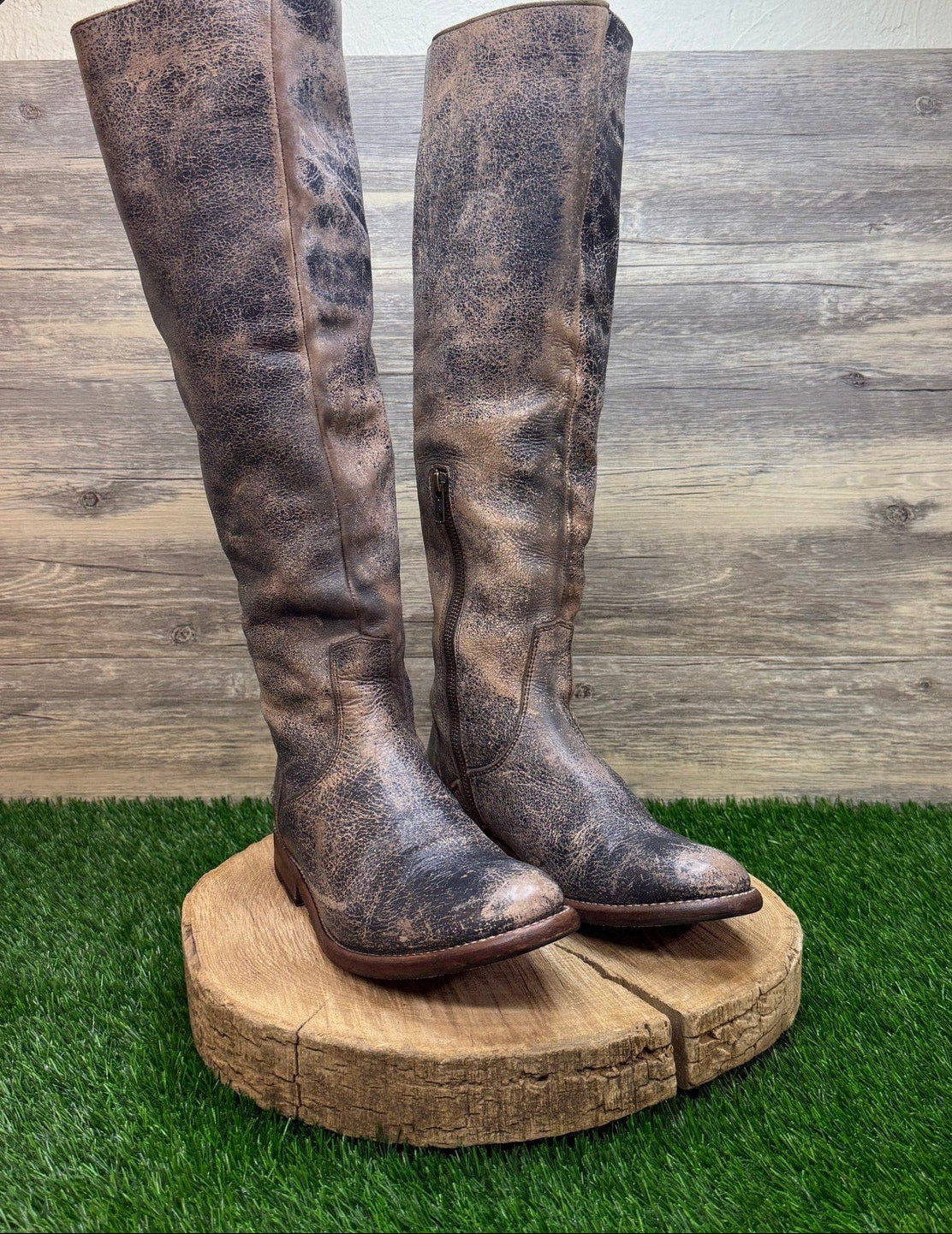 Bed Stu Women - Size 9 - Distressed Tan Riding Boots Style 0893