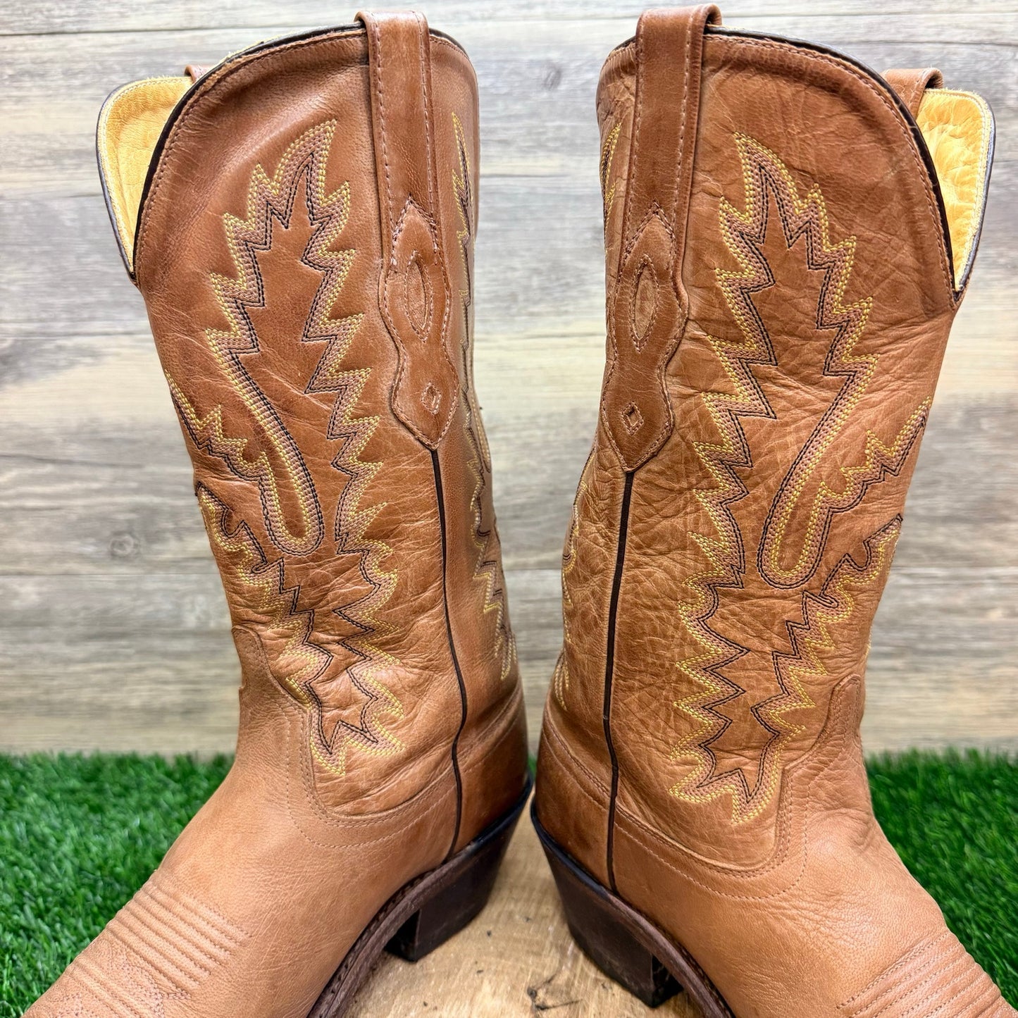 Old West Women - Size 7 - Tan Flame Snip Toe Western Cowboy Boots LF1529