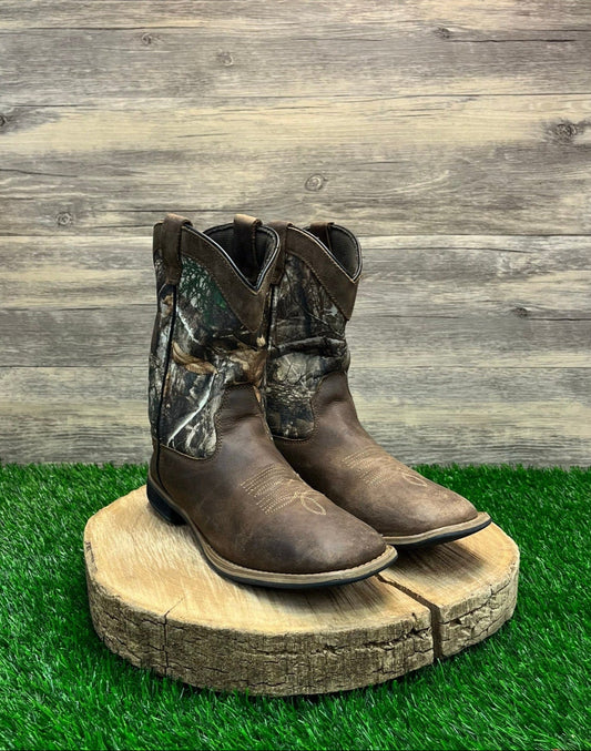 Magellan Youth - Size 6 - Brown/Camo Square Toe Cowboy Boots Style 167265