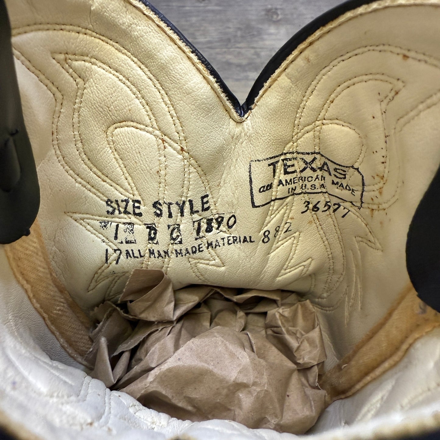 Texas Youth - Size 1D - Vintage Black Faux Leather Cowboy Boots Style C1890