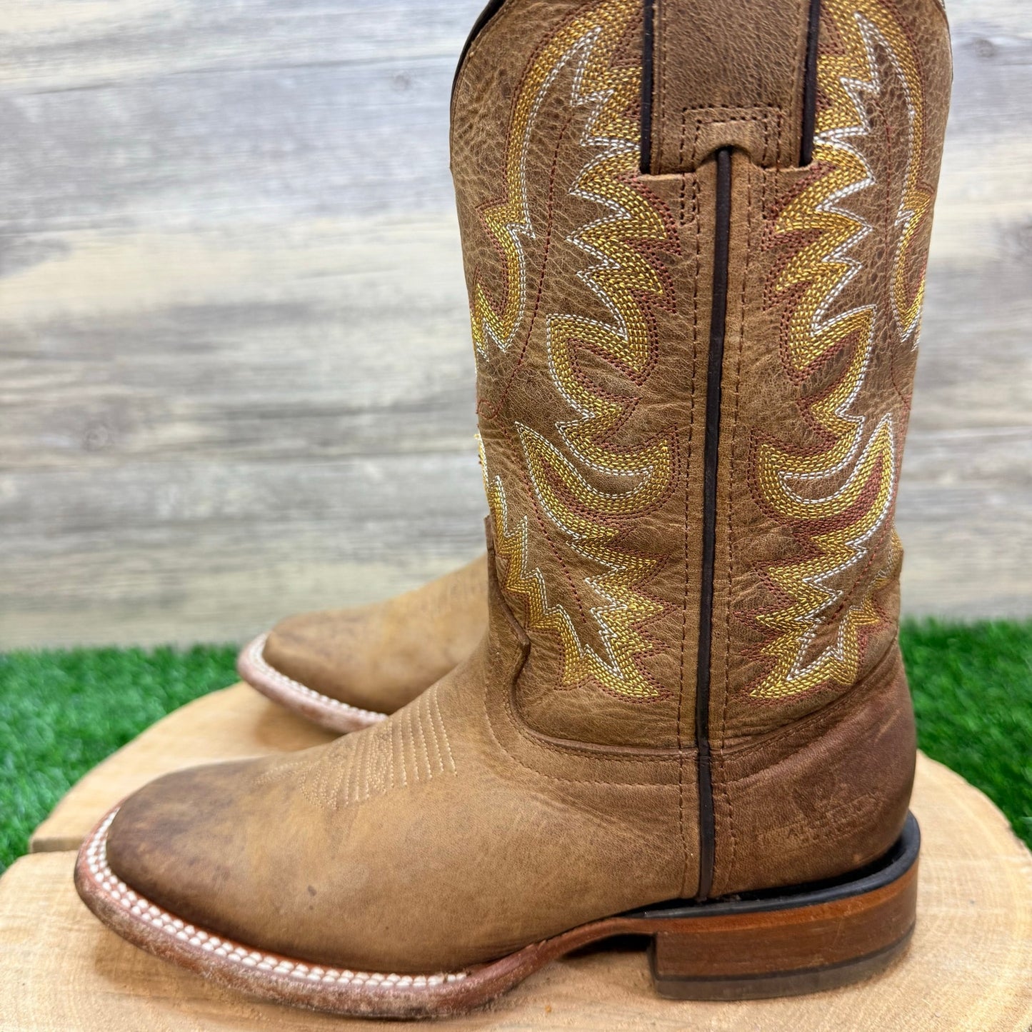 McAllen Youth - Size 5 - Tan Square Toe Western Cowboy Boots 208862