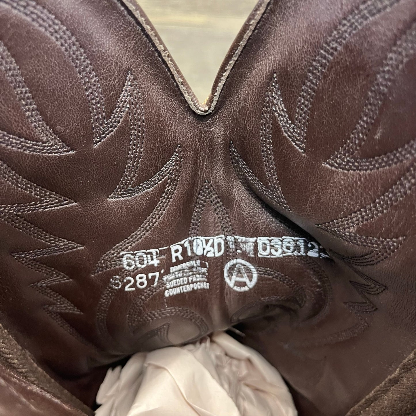 Acme Men - Size 10.5D - Vintage Cognac Faux Leather Cowboy Boots Style 604